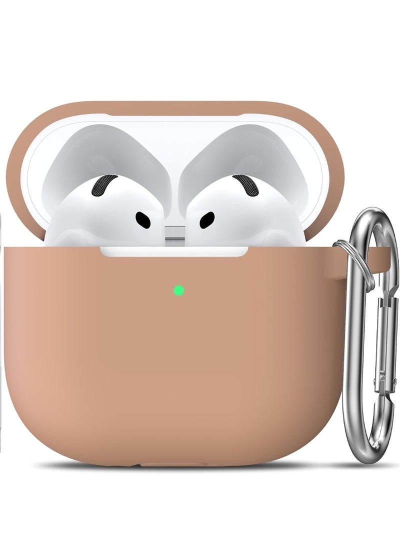 أكاليكس جراب سيليكون لسماعات AirPods 4، مقاوم للصدمات، مقاوم للسقوط، مقاوم للغبار، مزود بإضاءة LED مرئية، غطاء واقٍ مع سلسلة مفاتيح، متوافق مع الجيل الرابع من AirPods | تيتانيوم صحراوي - Image 1