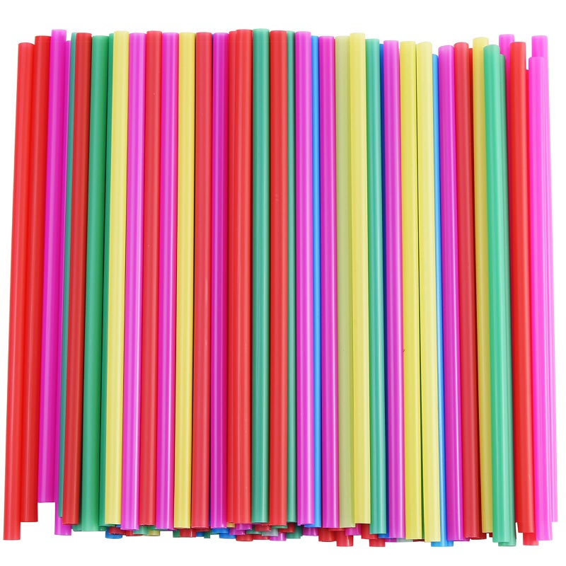 ALINK 8mm Wide Assorted Bright Colors Smoothie Straws  Fat Plastic Disposable Drinking Straws  Pack of 100 - Image 1