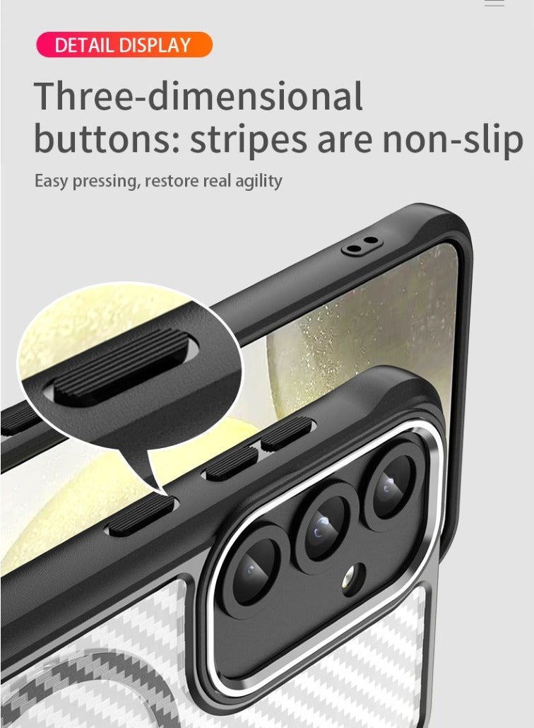 Samsung Galaxy S25 - Carbon Fiber MagSafe Case, Black with Translucent Design and Carbon Fiber Texture for Stylish Protection - Image 4