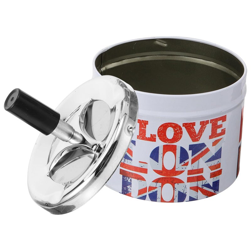 Vintage Metal Windproof Ashtray With Rotating Lid Automatic Extinguishing For Home And Travel - Image 2