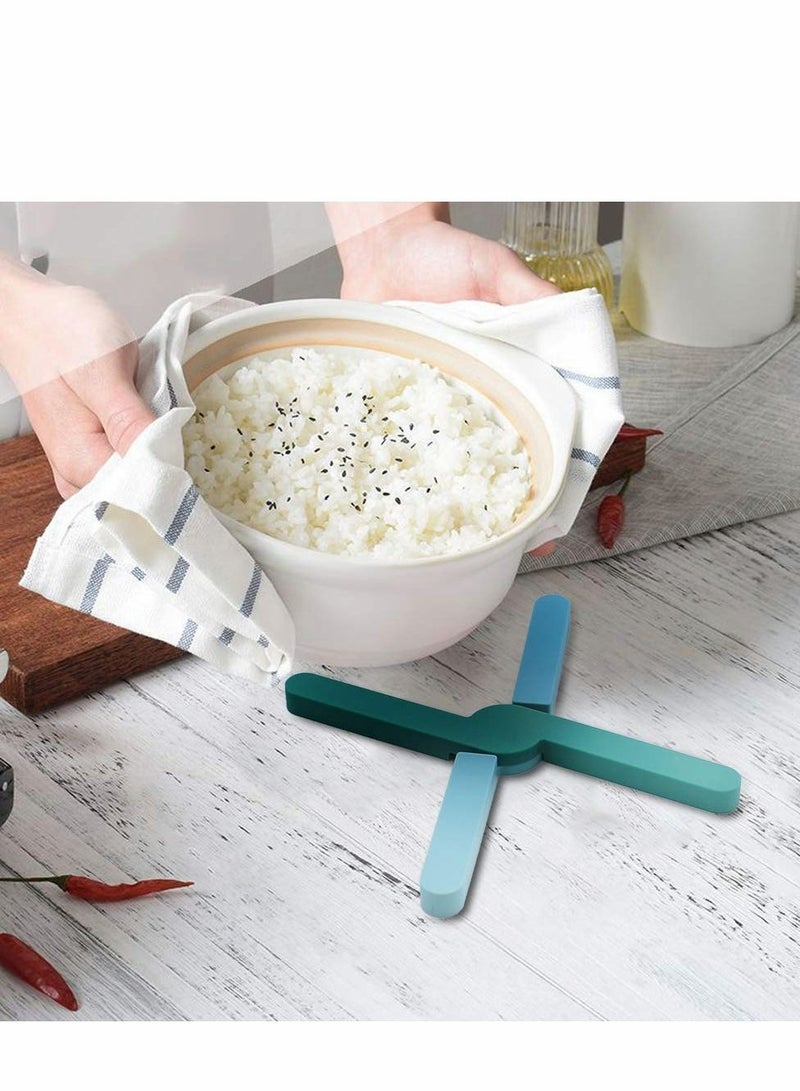 Y&D Hot Pans Folding Pot Stand, Non-Slip Thick Foldable Silicone Trivets, 19.7cm Mat Heat Protector for Kitchen and Dishes(3 Pcs) - Image 2