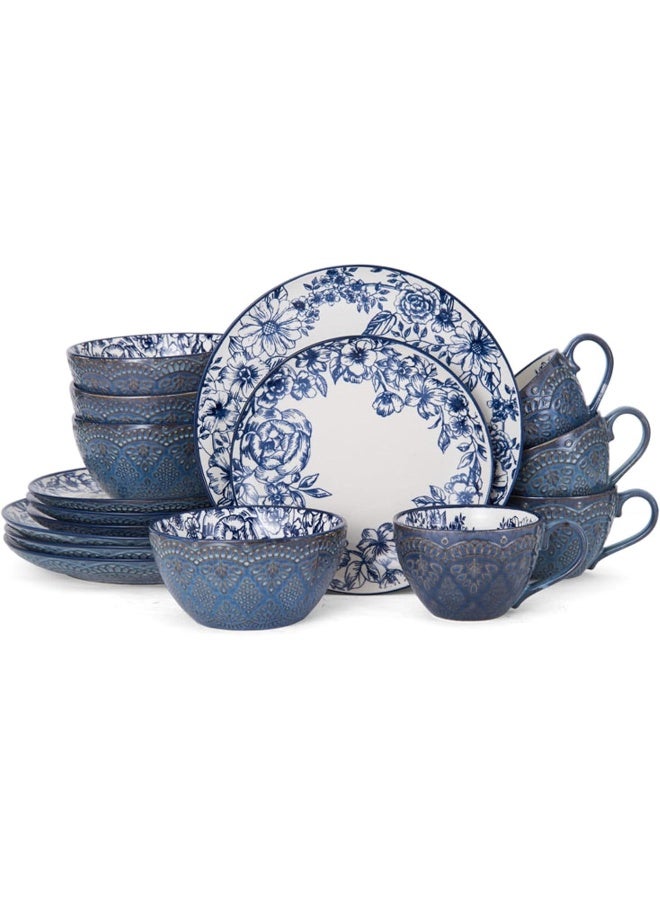 Pfaltzgraff طقم أدوات المائدة Pfaltzgraff 5216941 غابرييلا الأزرق 16 قطعة خدمة لـ 4 - Image 1