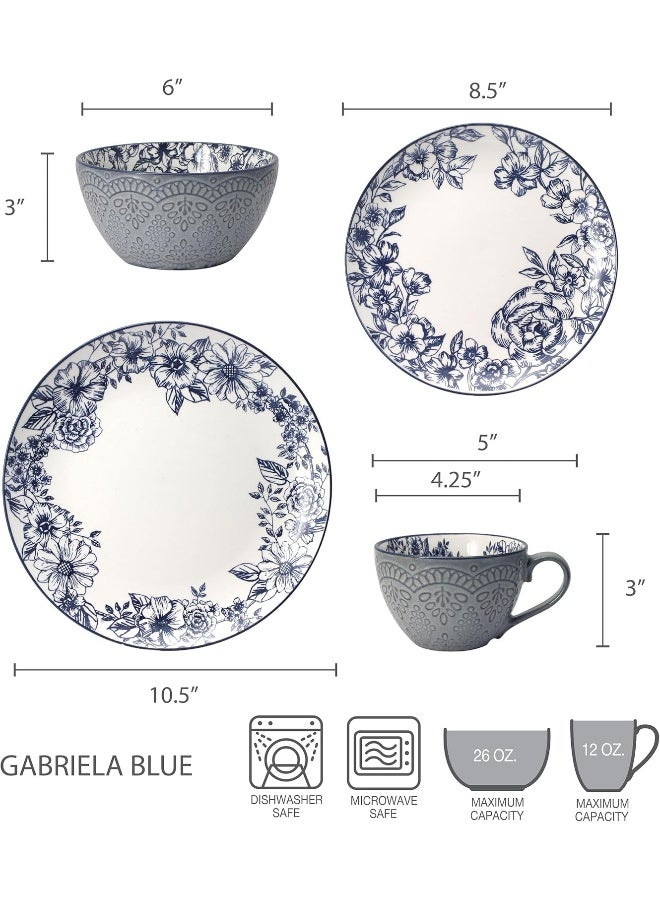Pfaltzgraff طقم أدوات المائدة Pfaltzgraff 5216941 غابرييلا الأزرق 16 قطعة خدمة لـ 4 - Image 4
