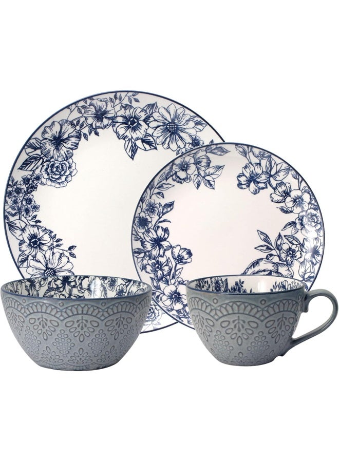 Pfaltzgraff طقم أدوات المائدة Pfaltzgraff 5216941 غابرييلا الأزرق 16 قطعة خدمة لـ 4 - Image 2