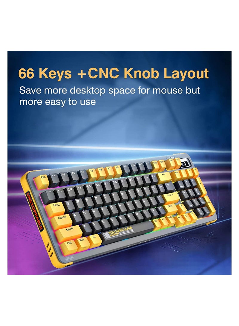 Y68 NKRO RGB 65٪ قابل للتبديل السريع بلوتوث 2.4 جيجا هرتز مع لوحة مفاتيح ألعاب سلكية USB-C - Image 4