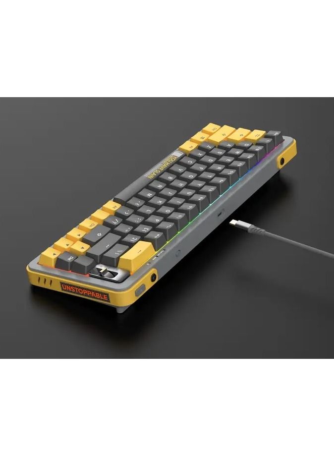 Y68 NKRO RGB 65٪ قابل للتبديل السريع بلوتوث 2.4 جيجا هرتز مع لوحة مفاتيح ألعاب سلكية USB-C - Image 2