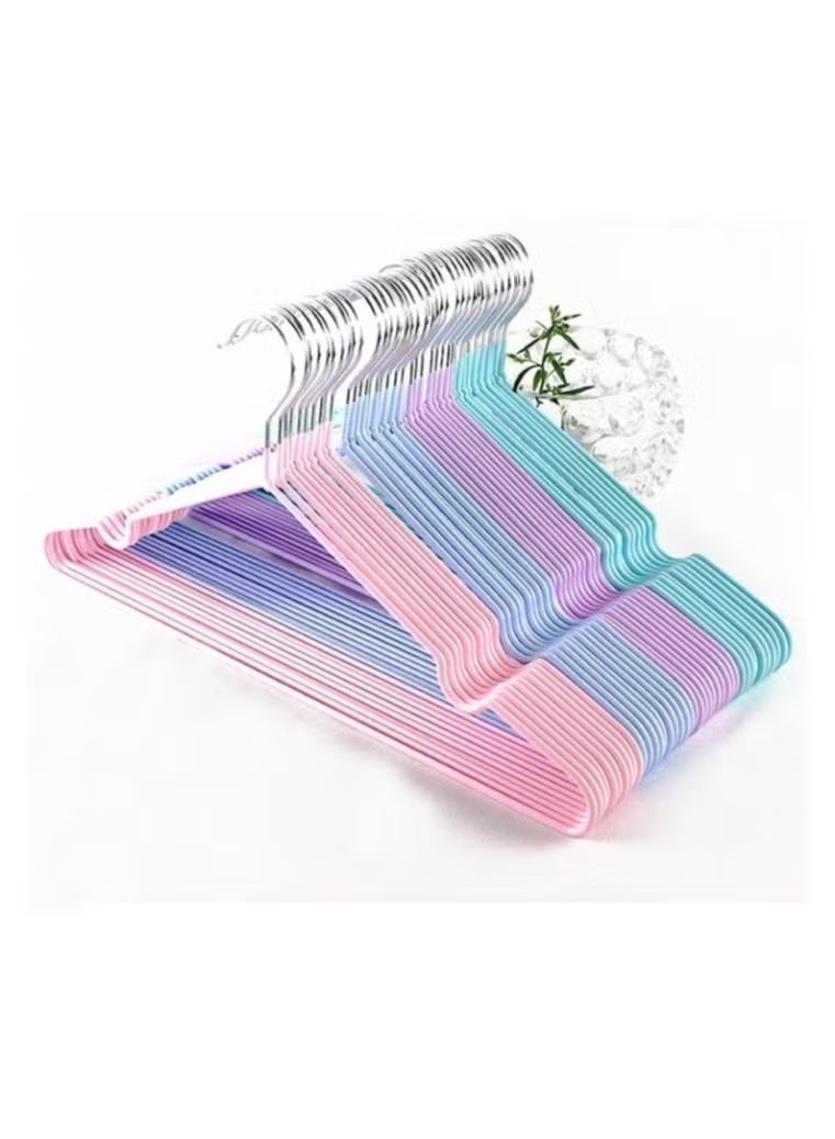 10 قطعة من شماعات ملابس من الستيل - شماعات ملابس معدن مانعة للانزلاق، متينة وشديدة التحمل، شماعات بالطو وملابس بدون اكتاف، شماعة سيليكون مطلية بالستانلس ستيل مكونة من 10 قطع، شماعات معدنية للغسيل وللكبار، شماعة ملابس للدولاب موفرة للمساحة بألوان متنوعة - Image 1