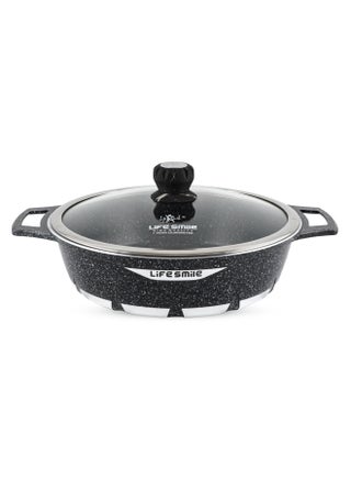 LIFE SMILE Shallow Pot with Lid | Multi Layer Non Stick Granite Coating 100% PFOA FREE | Oven Safe Frying Pan | Easy To Clean | Scratch Resistant (36 CM (7.8 Liters), Grey) - pzsku/ZCD7B910B5E8AB3B84C78Z/45/_/1739788995/1e664586-7457-43b8-9952-84d39e1cc099