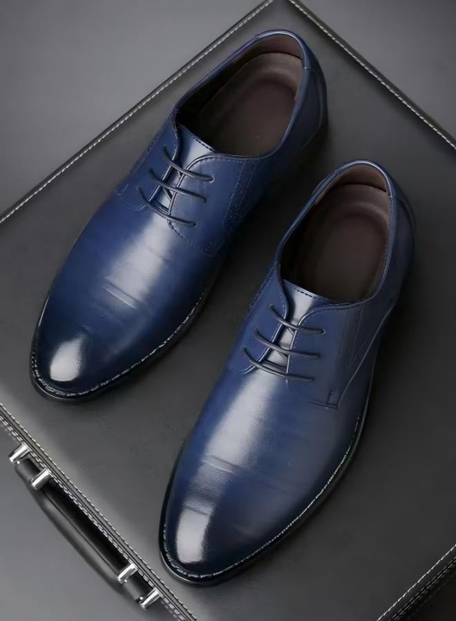 Men's British Style Pointed Toe Lace-Up Oxfords, Business Casual Leather Shoes for Daily Wear - Image 2