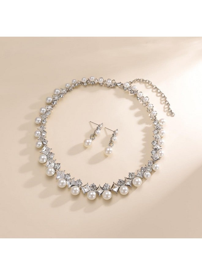 AILUOR Pearl Necklace For Women Round Imitation Pearl Choker Necklace 20S Flapper Pearls Accessories For Gatsby Themed Party Dainty Beaded Choker Necklace For Women Girls (2Pcs Silver) - Image 2