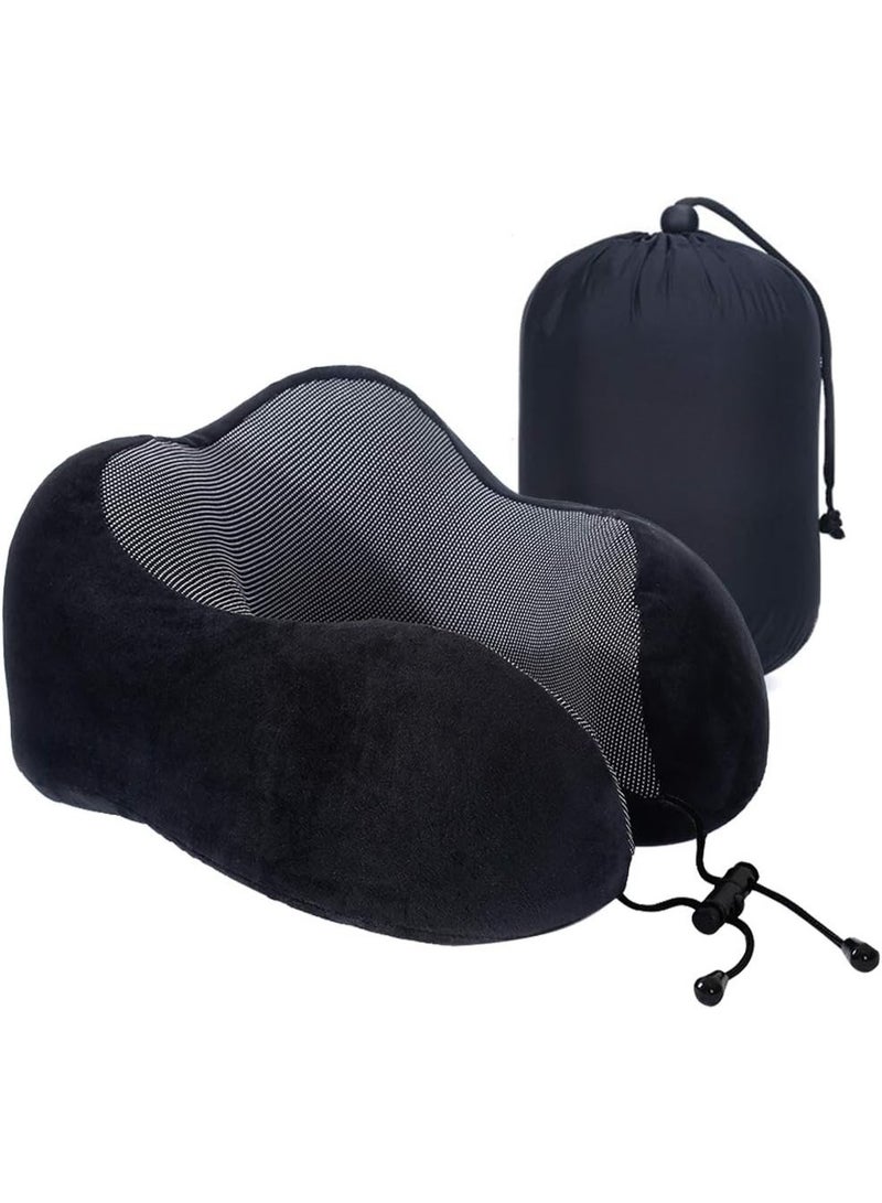 Premium Memory Foam Travel Pillow - Ergonomic Neck & Head Support for Comfortable Rest - Portable Soft Sleeping Pillow for Airplane, Car, and Home Use - Image 1
