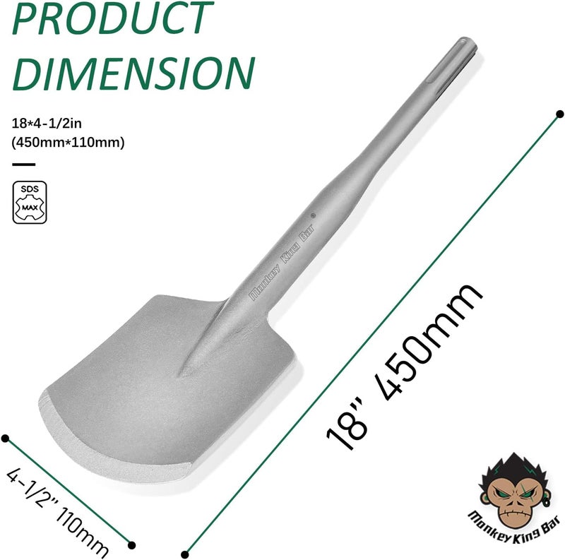 Monkey King Bar MonkeyKingBar- 3/4 Sds Max Bits Chisel (18"x4.3") -Clay Spade Bit for for Demolition Hammer- Sds Max Chisel for Digs into Clay-Digging Shovel Bit - Image 2