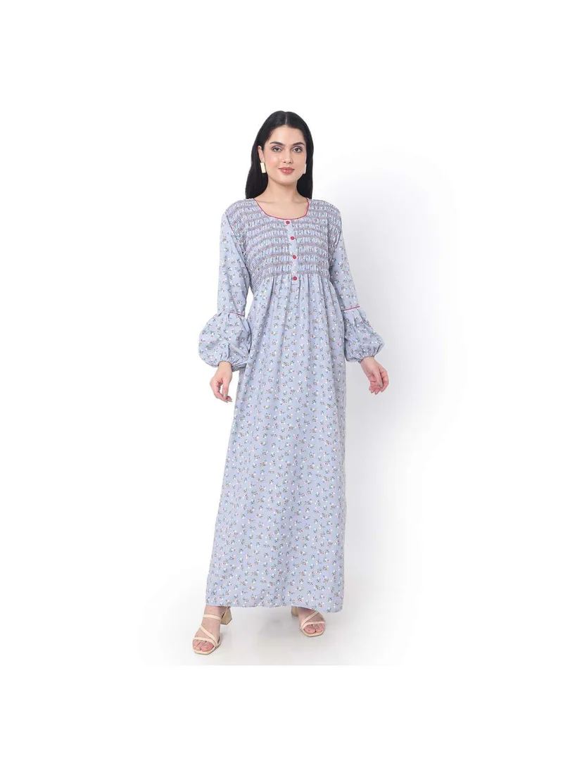 HANA & SARA SMOKING DESIGN WITH FLORAL PRINT RAYON ARABIC JALABIYA KAFTAN
