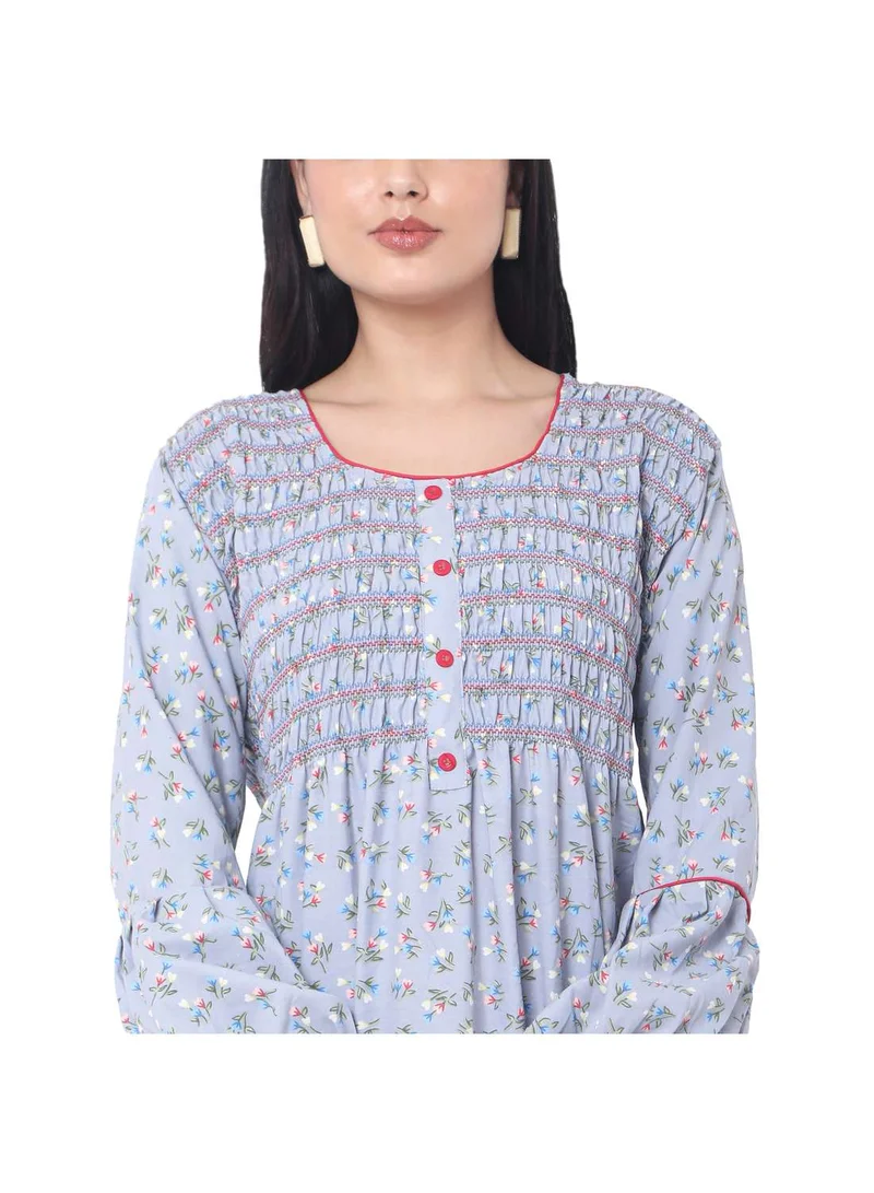 HANA & SARA SMOKING DESIGN WITH FLORAL PRINT RAYON ARABIC JALABIYA KAFTAN
