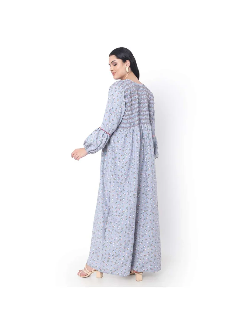 HANA & SARA SMOKING DESIGN WITH FLORAL PRINT RAYON ARABIC JALABIYA KAFTAN