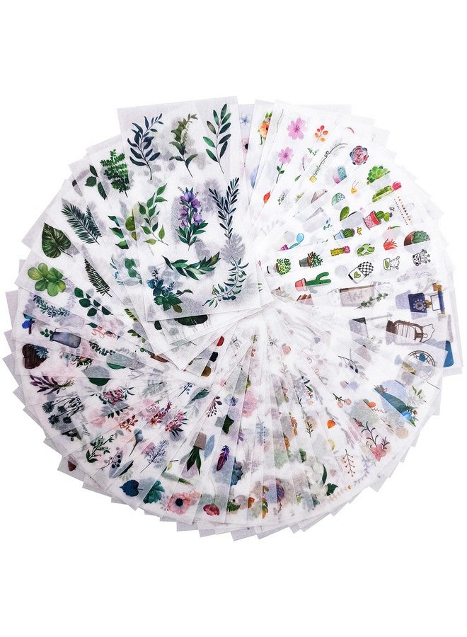 MUMULULU 48 Sheets 860 Nonrepeating Watercolor Green Plant Scrapbook Sticker Set Scrapbooking Washi Planner Sticker Self Adhesive Decorative Sticker For Diy Laptop Journaling Diary Album Art Craft - Image 1