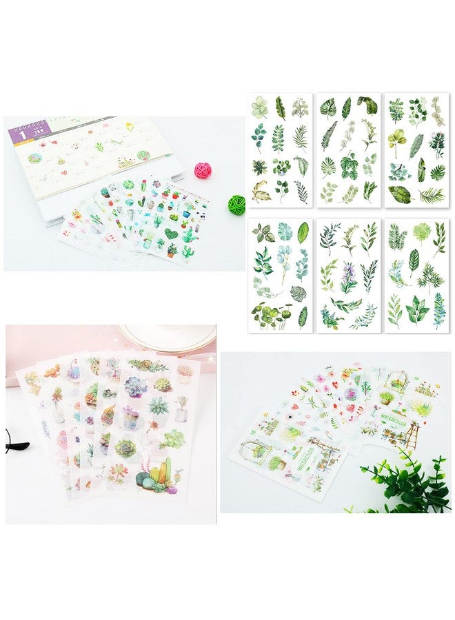 MUMULULU 48 Sheets 860 Nonrepeating Watercolor Green Plant Scrapbook Sticker Set Scrapbooking Washi Planner Sticker Self Adhesive Decorative Sticker For Diy Laptop Journaling Diary Album Art Craft - Image 4