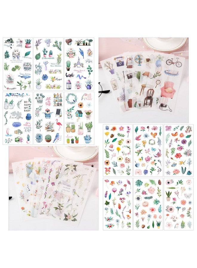 MUMULULU 48 Sheets 860 Nonrepeating Watercolor Green Plant Scrapbook Sticker Set Scrapbooking Washi Planner Sticker Self Adhesive Decorative Sticker For Diy Laptop Journaling Diary Album Art Craft - Image 3