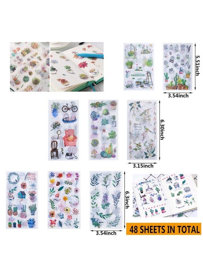 MUMULULU 48 Sheets 860 Nonrepeating Watercolor Green Plant Scrapbook Sticker Set Scrapbooking Washi Planner Sticker Self Adhesive Decorative Sticker For Diy Laptop Journaling Diary Album Art Craft - Image 2