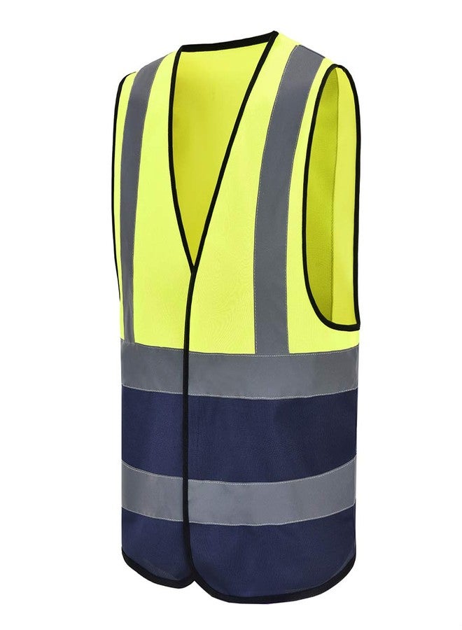 AYKRM 12 colour High visibility viz vest hi vis viz reflective safety vests for men (XS-8XL)…, Yellow&navy, 3XL - Image 2