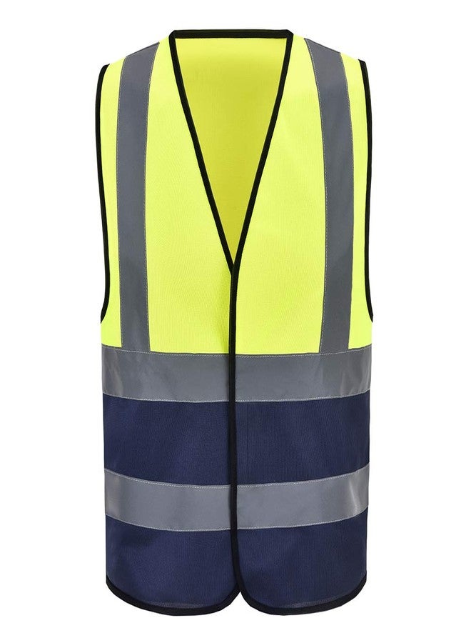 AYKRM 12 colour High visibility viz vest hi vis viz reflective safety vests for men (XS-8XL)…, Yellow&navy, 3XL - Image 1