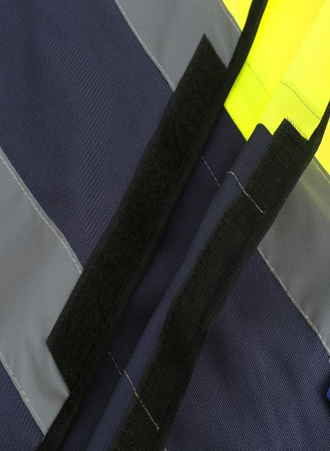 AYKRM 12 colour High visibility viz vest hi vis viz reflective safety vests for men (XS-8XL)…, Yellow&navy, 3XL - Image 5