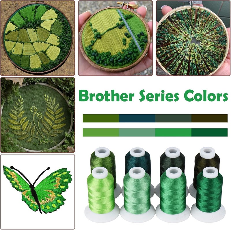 simthread Embroidery Thread Green Series Polyester Multi-Purpose Serger Thread 15 Spools Set, Each Spool 40WT and 1100YD for Embroidery Sewing Machine - Image 2