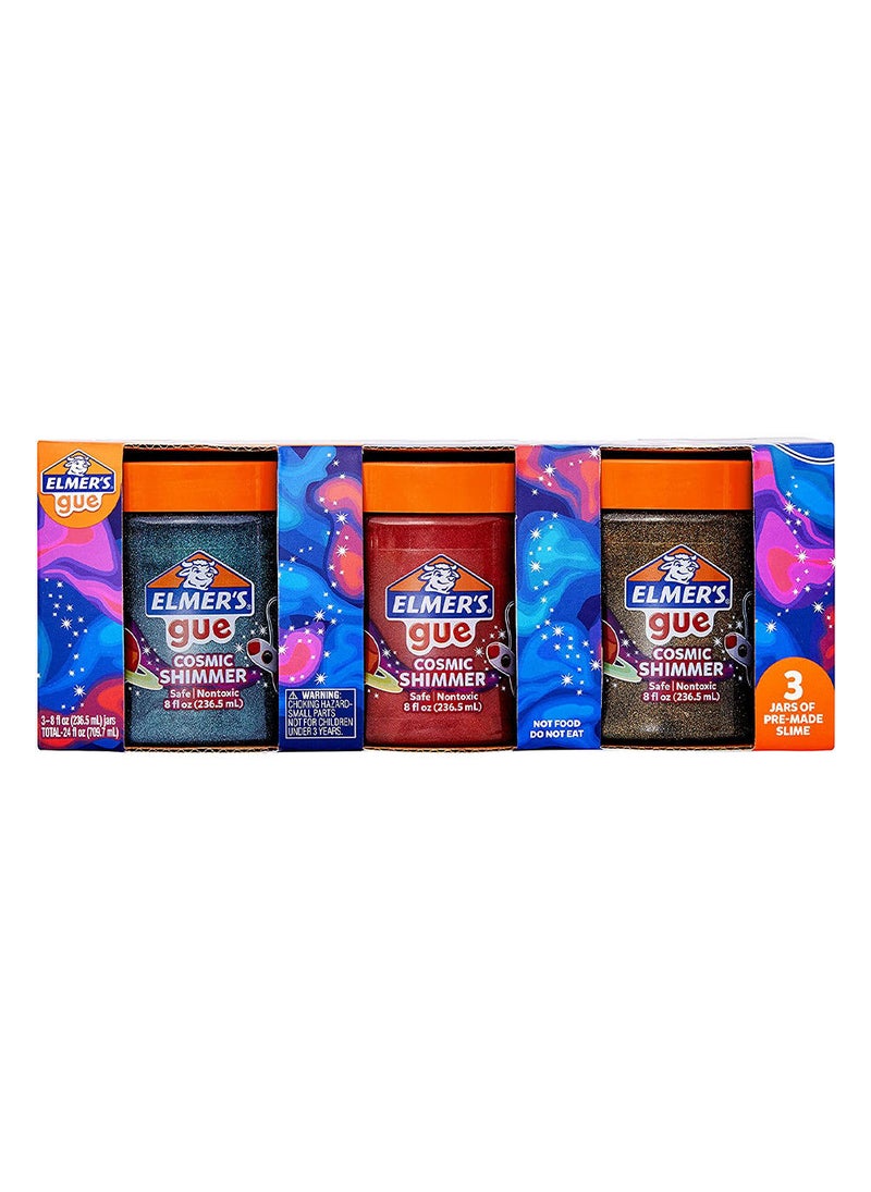 Elmer's Gue Premade Slime Cosmic Shimmer Glitter Slime,  Fun & Stretchy, Non-Toxic, Slime for Kids Pack of 3 - Image 1
