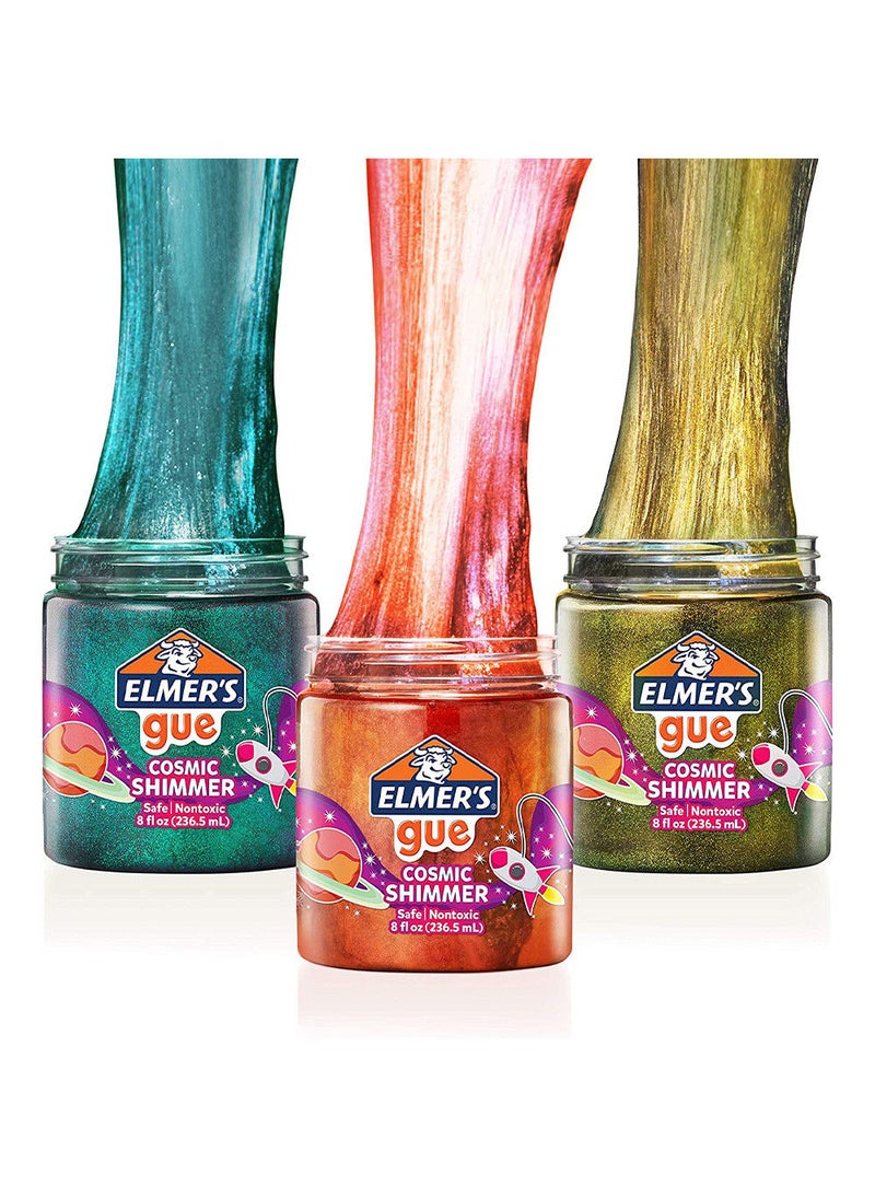 Elmer's Gue Premade Slime Cosmic Shimmer Glitter Slime,  Fun & Stretchy, Non-Toxic, Slime for Kids Pack of 3 - Image 2