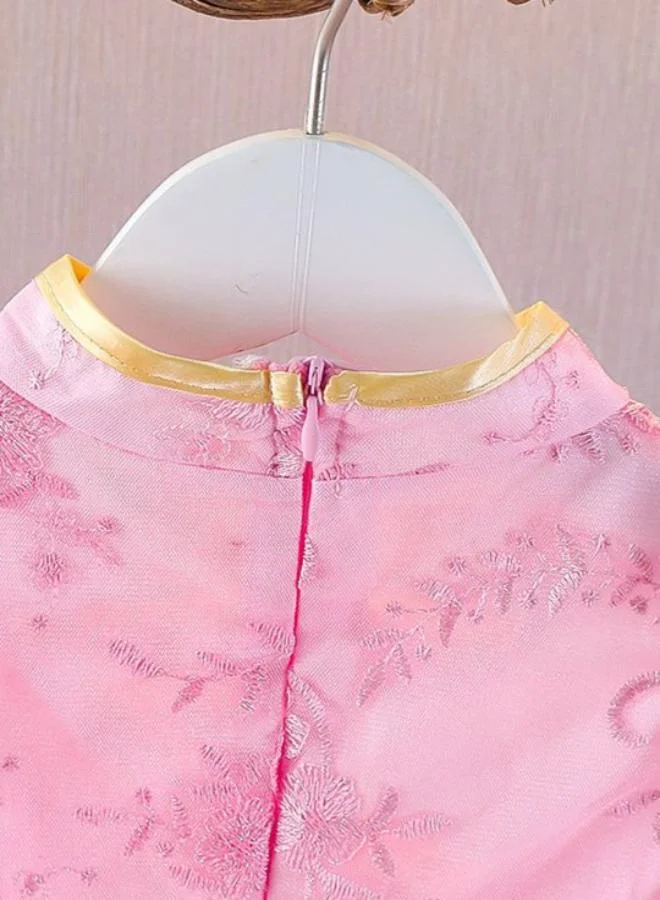 يونيكي Pink Fit & Flare V Neck Printed Dress