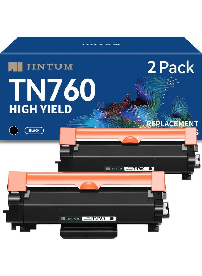 JINTUM TN760 Compatible Toner Cartridge Replacement for Brother TN-760 TN730 TN-730 High Yield for MFC-l2710DW HL-L2390DW MFC-l2690DW MFC-l2717DW DCP-L2550DW MFC-L2750DW HL-L2395DW (2 Black) - Image 1