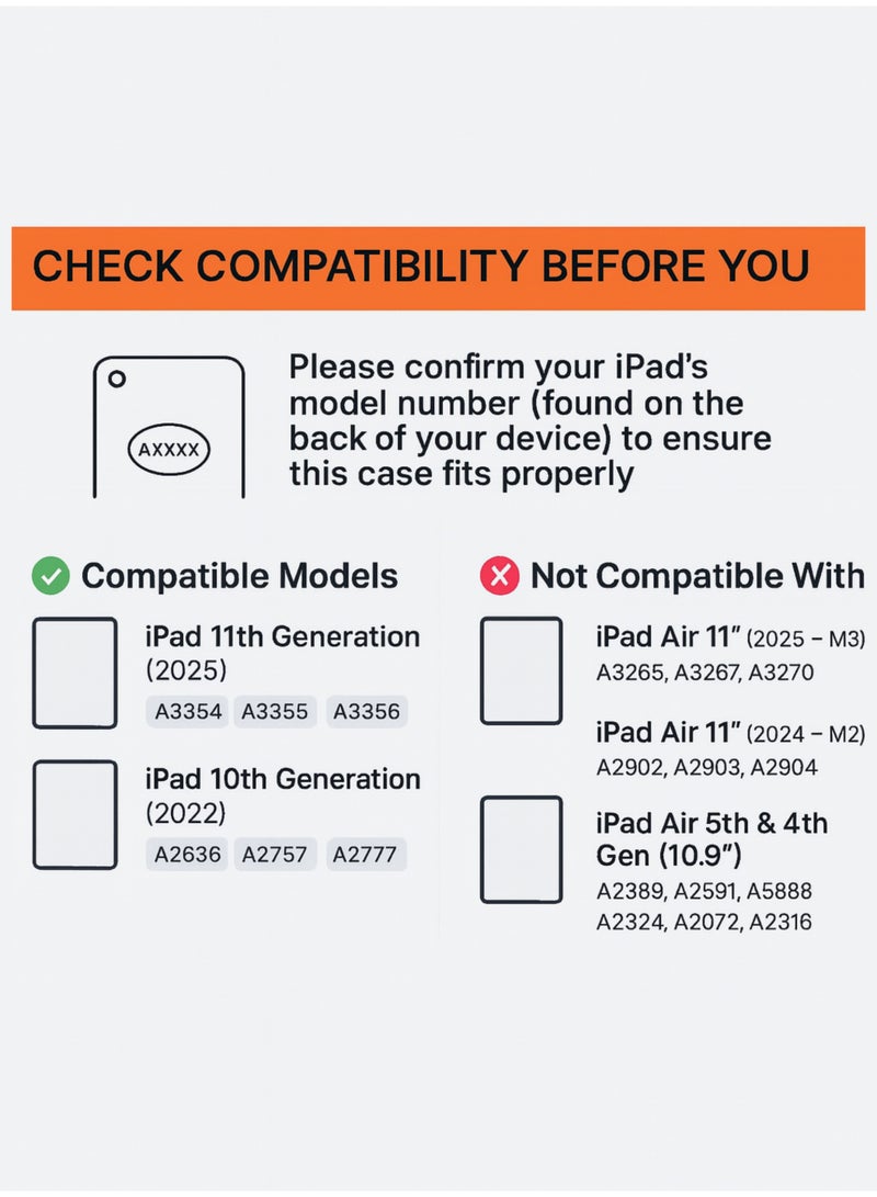 أركس حافظة لجهاز iPad 11 بوصة الجيل 11 - 2025 / iPad 10 10.9 بوصة الجيل 10 - 2022، غطاء خلفي شفاف مع حامل قلم، وغطاء حافظة ثلاثي نحيف بخاصية السكون/التنشيط التلقائي لجهاز iPad 10.9 بوصة 2022 / iPad 11 بوصة 2025 – أسود  - Image 2