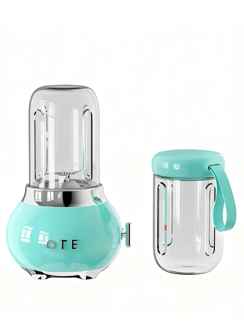 Blenders for Kitchen, Blender for Shakes and Smoothie 400ml High Boron Glass Container To-Go Cups 400ml, BPA Free, 20000r/m, Removable Blade Personal Portable Blender,Mint green