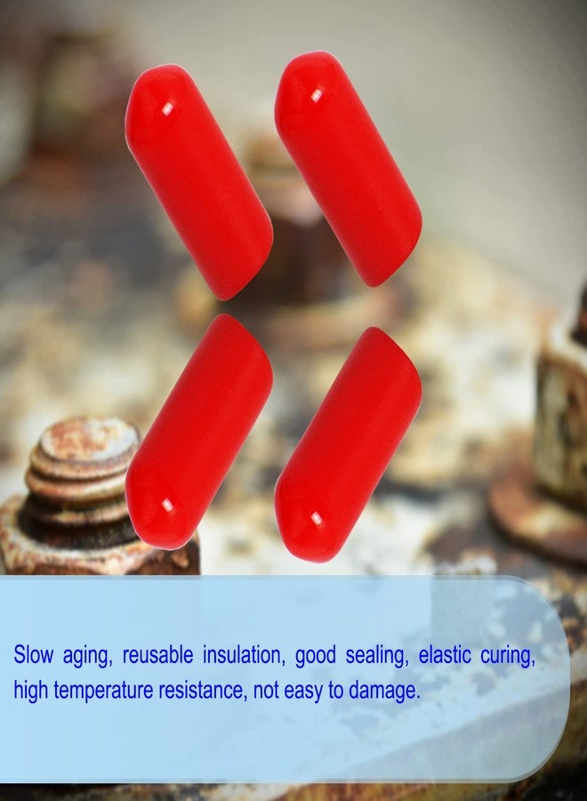 Aopin Rubber Round End Cap Cover 7/20 Inch（9mm） Screw Thread Protectors PVC Flexible Tubing Pipe Protective Bolt Screw Thread Protector Safety Cover | for Pipe Post Tubing Rod Cover 50 Pcs (Red) - Image 3