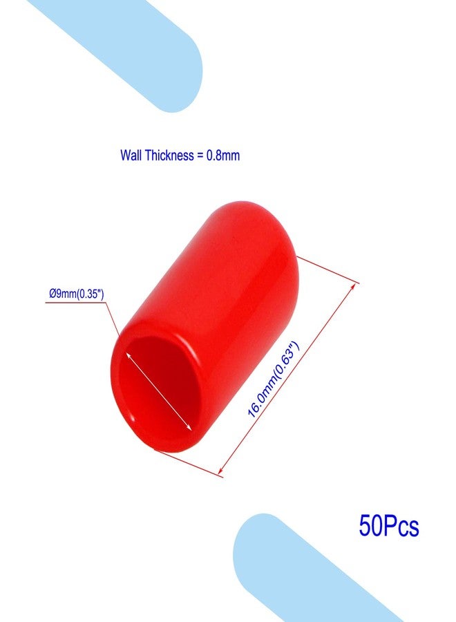 Aopin Rubber Round End Cap Cover 7/20 Inch（9mm） Screw Thread Protectors PVC Flexible Tubing Pipe Protective Bolt Screw Thread Protector Safety Cover | for Pipe Post Tubing Rod Cover 50 Pcs (Red) - Image 2