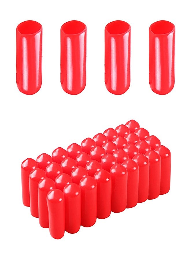 Aopin Rubber Round End Cap Cover 7/20 Inch（9mm） Screw Thread Protectors PVC Flexible Tubing Pipe Protective Bolt Screw Thread Protector Safety Cover | for Pipe Post Tubing Rod Cover 50 Pcs (Red) - Image 1