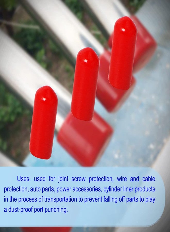 Aopin Rubber Round End Cap Cover 7/20 Inch（9mm） Screw Thread Protectors PVC Flexible Tubing Pipe Protective Bolt Screw Thread Protector Safety Cover | for Pipe Post Tubing Rod Cover 50 Pcs (Red) - Image 4