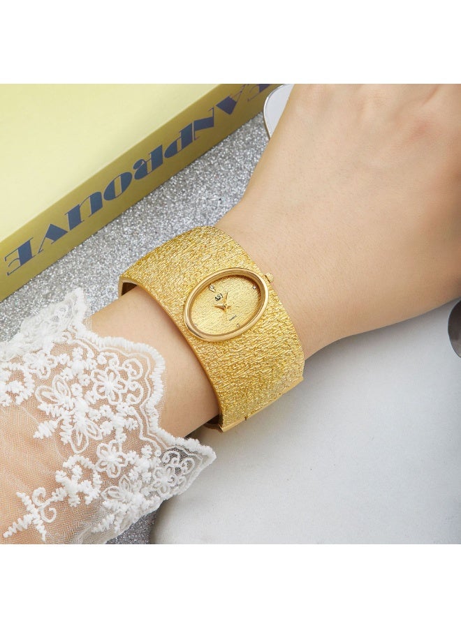 مارك وارفيلد الرجل الجديد ساعة كواتز نسائية بتصميم بسيط ونمط لحاء ذهبي فاخر - Image 2