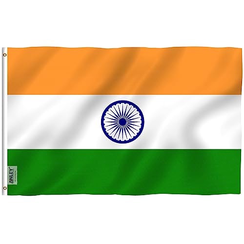Anley Fly Breeze 3x5 Foot India Flag - Vivid Color and Fade proof - Canvas Header and Double Stitched - Indian National Flags Polyester with Brass Grommets 3 X 5 Ft - Image 1