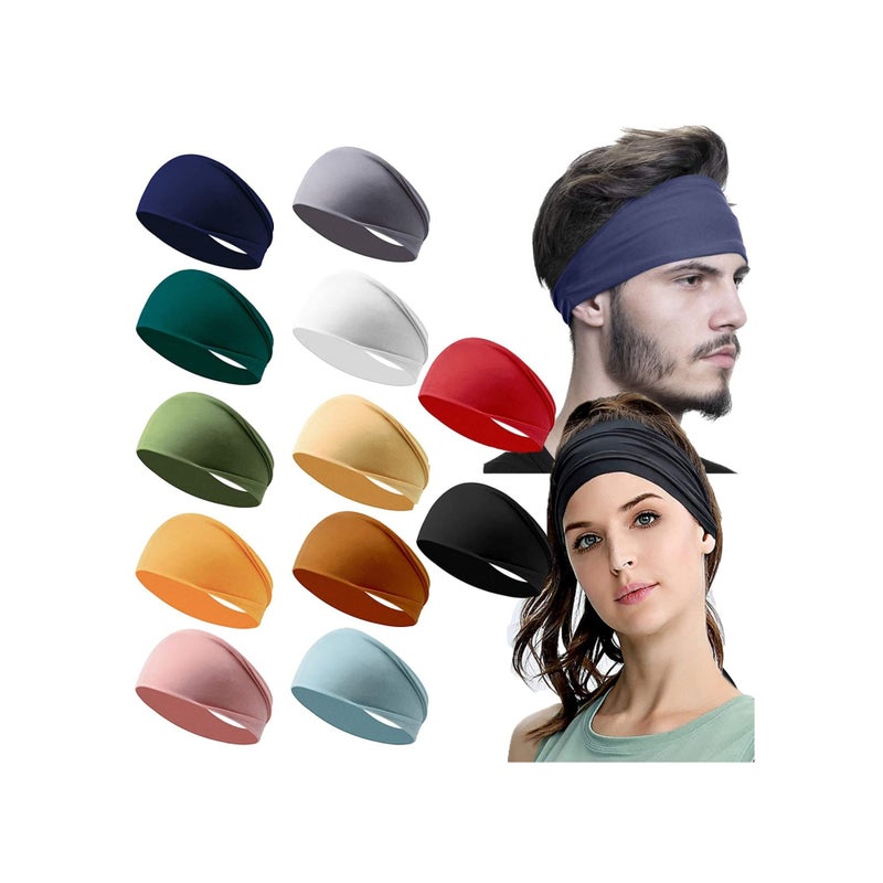 SOLARAE 12PCS Women's Headbands Athletic Yoga Workout Sports Exercise Headband Elastic Non Slip Sweat Wicking Summer Cloth Hair Bands - Image 1