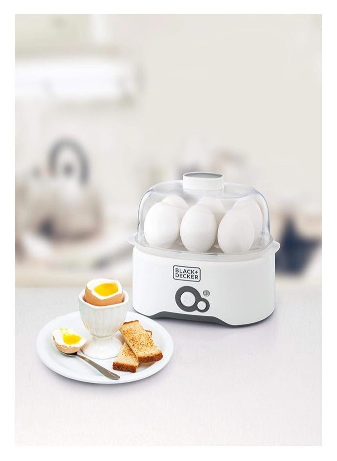 Black Black & Decker Egg Cooker - White, 6 Eggs, Eg200-B5, Plastic Material  - Image 2
