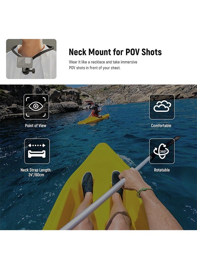 Neewer NEEWER Action Camera Neck Mount, Quick Release Magnetic Holder with Phone Clip Compatible with GoPro Hero 13 12 11 10 MAX DJI Action 4 Insta360 iPhone Samsung for POV Vlog, GP15  - Image 2