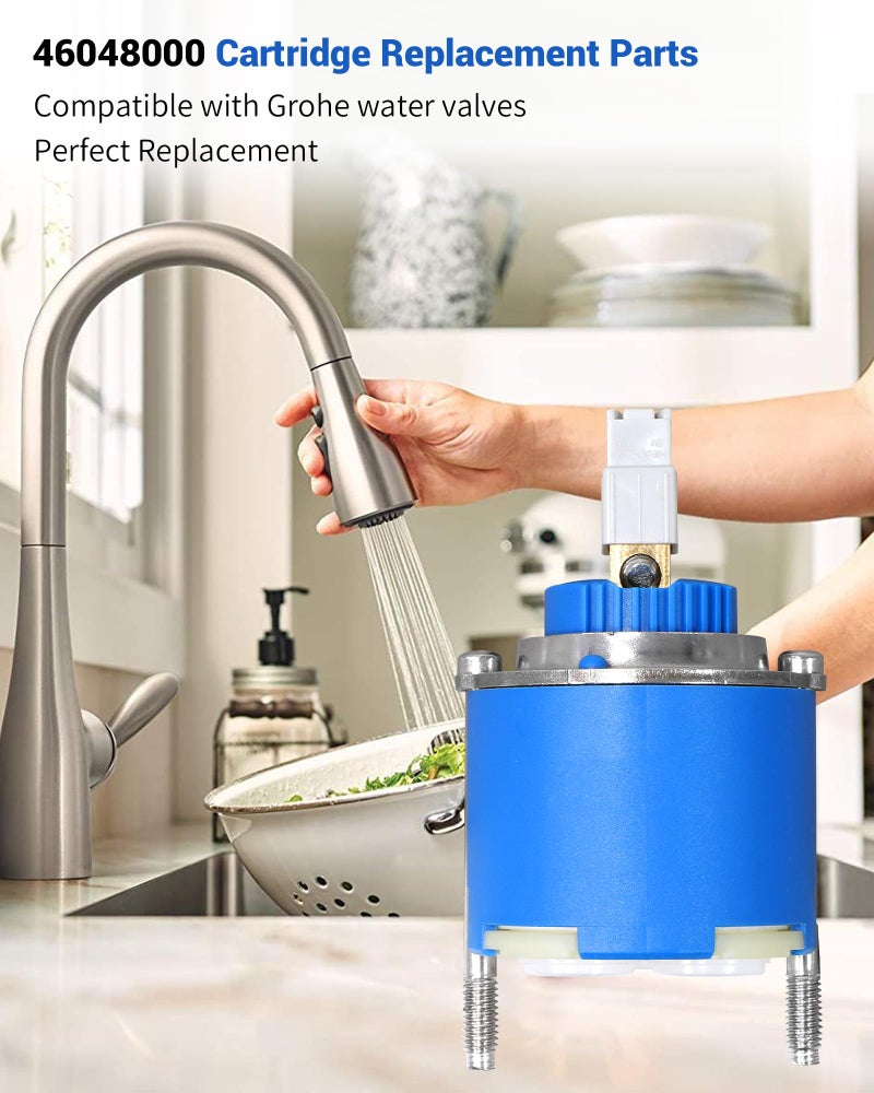 Faucet Replacement Cartridge 46mm Brass Valve Core - Thermal Shock Resistant Ceramic Cartridge for Single Control Kitchen Bathroom Lavatory Plumbing Repair - Image 2