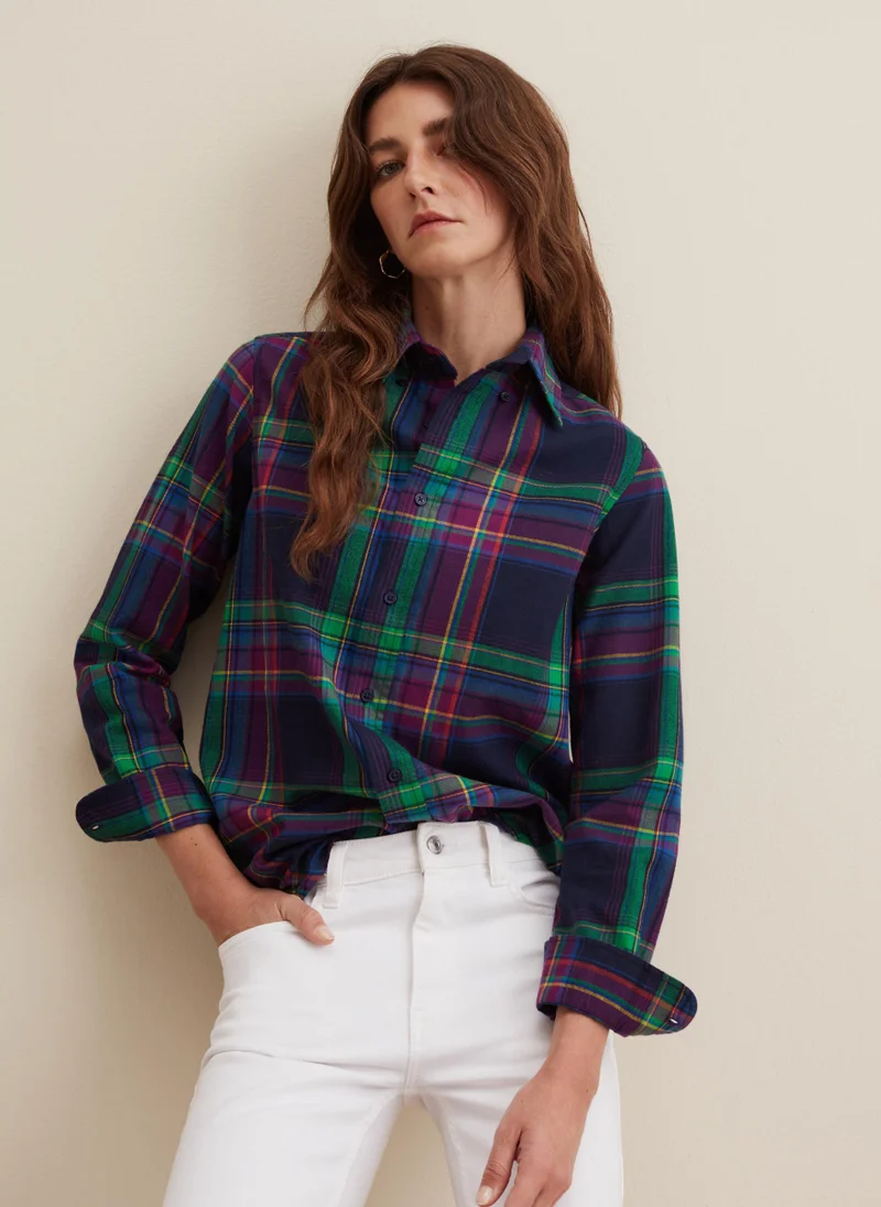 او في اس Ovs Check Shirt With Button-Down Collar