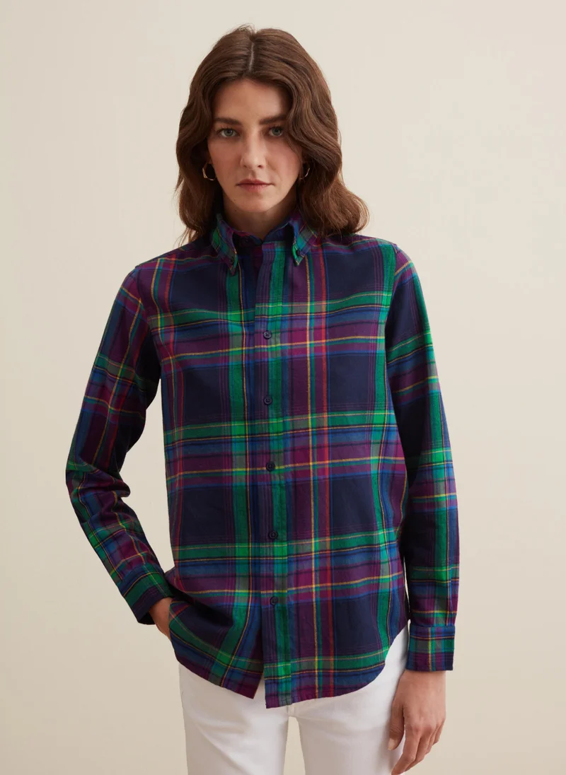 او في اس Ovs Check Shirt With Button-Down Collar
