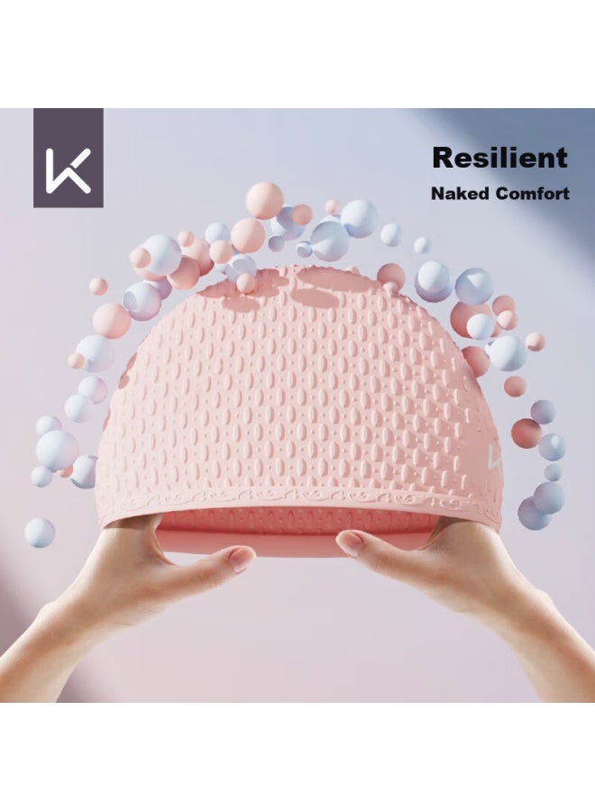 Keep Swimming Cap For Women, Large Size, Waterproof, Non-binding, For Long Hair, Silicone Ear Protection, Adult Men's Swimming Cap, 219 White - Image 4