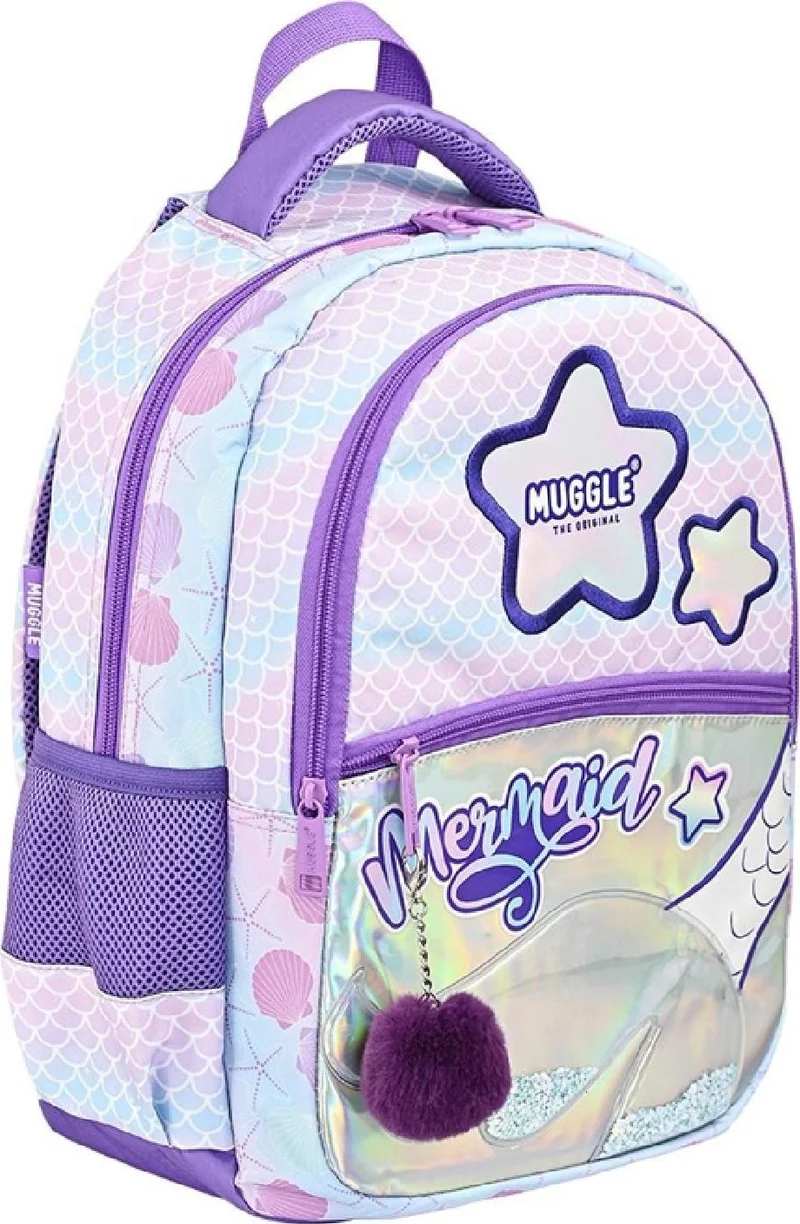 muggle 3 Compartment Mermaid School Backpack Purple (MU-9026)