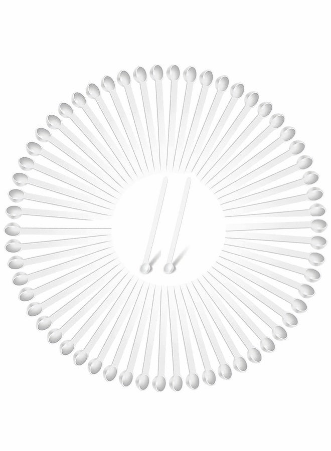 Mini Measuring Spoons Set - 100 Pieces White Mini Scoops for Spices, Powders, Cosmetics, and Medicines - Perfect Tiny Shovel Scoop for Accurate Measurement and Easy Use.  - Image 1