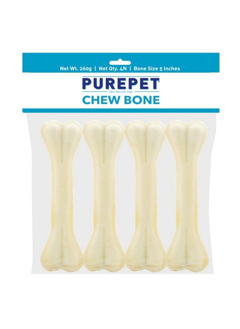 PUREPET Dog Treat Chew Bones,12.7Cm 260G Pack of 4 Bones, All Life Stages