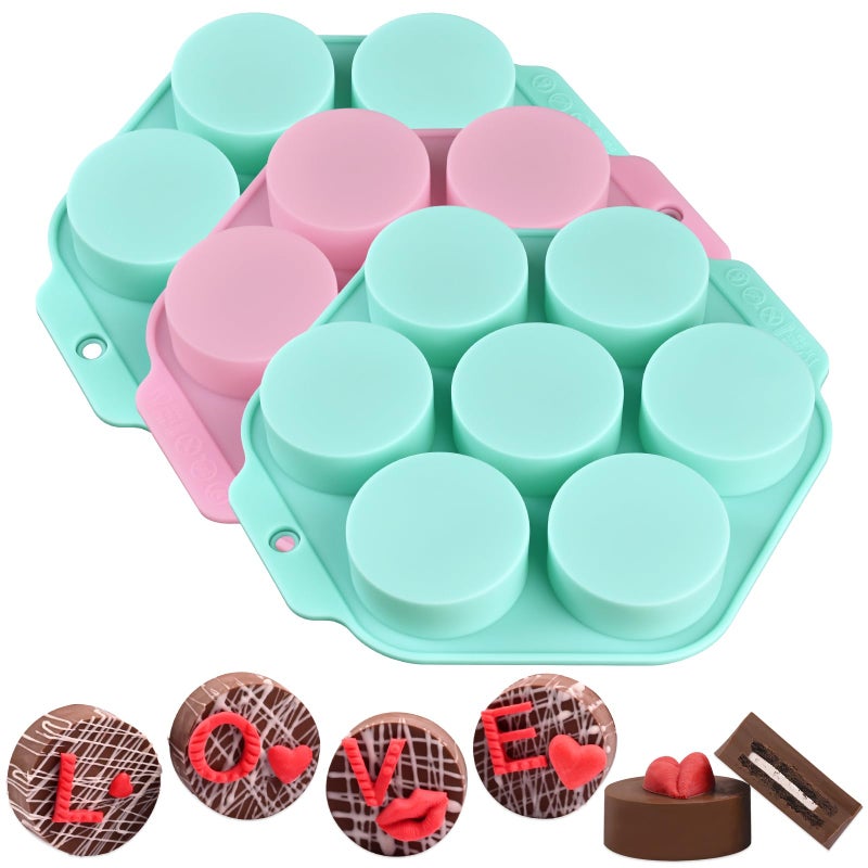 Actvty Round Chocolate Covered Cookie Molds, 3 Pcs Cylinder Chocolate Candy Silicone Molds, Perfect for Chocolate Covered Oreos, Candy, Cakes, Jelly, Muffin, Soap - Image 1